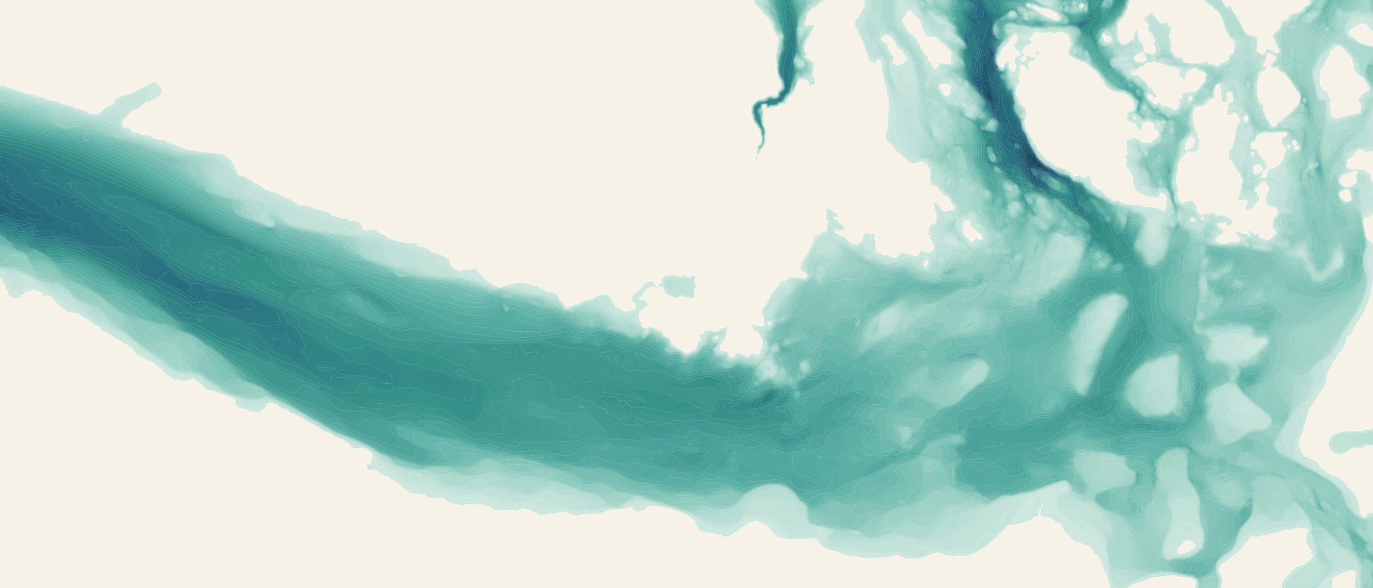 Bathymetric contours of the Strait of Juan de Fuca